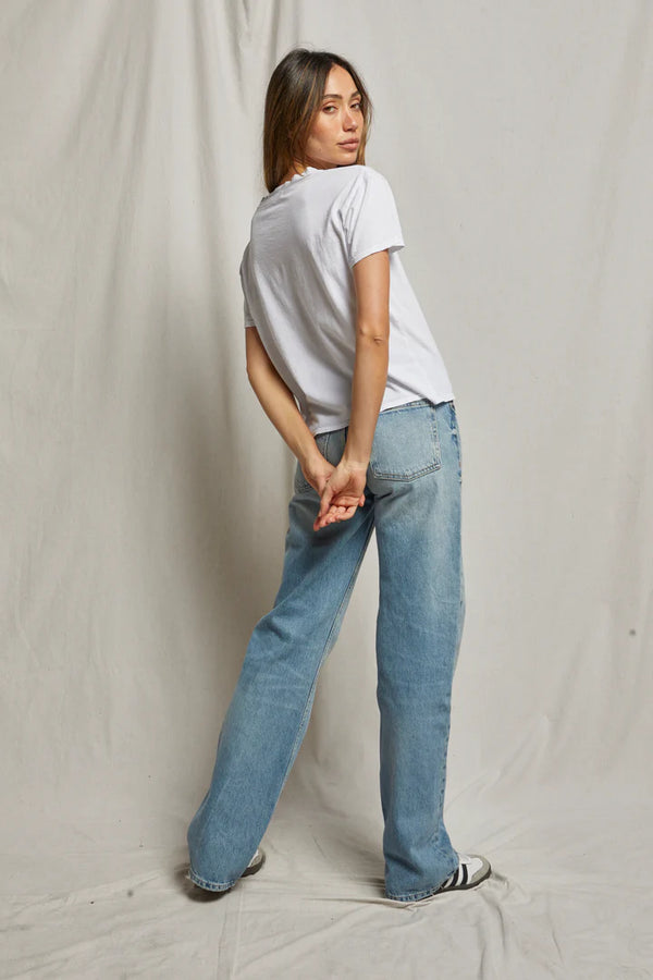 Harley Cotton Boxy Crew Tee in White - Romantiques