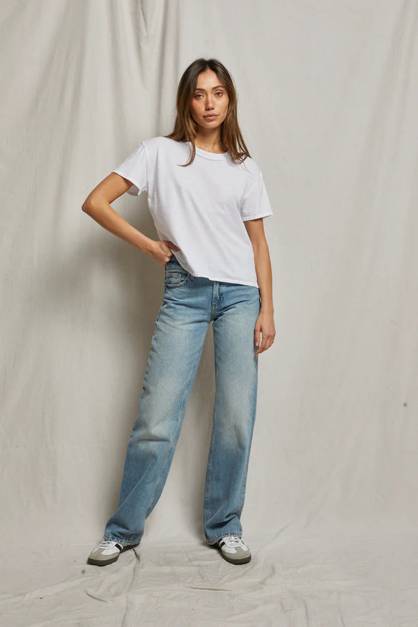 Harley Cotton Boxy Crew Tee in White - Romantiques