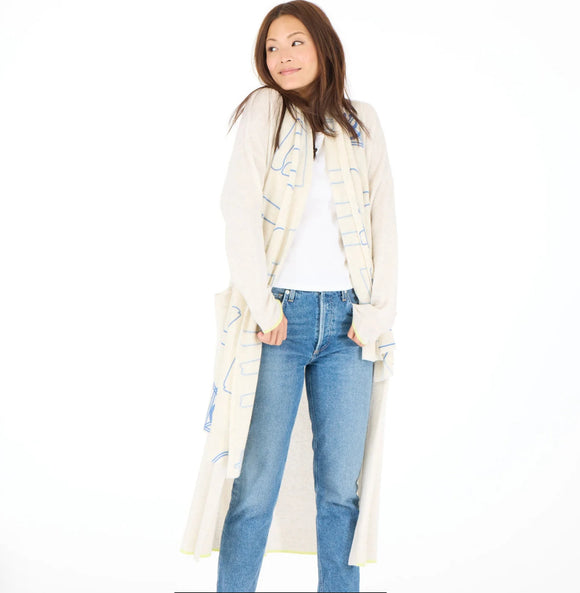 Super Duper Off-white Long Cashmere Duster - Romantiques