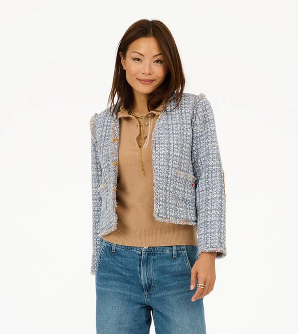 Women’s Blue Multicolor Fringe Short Jacket - Romantiques