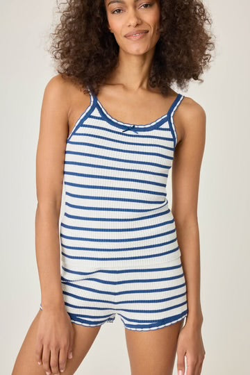 Seaside Striped Navy and Ivory Cami with Picot-Edge Straps