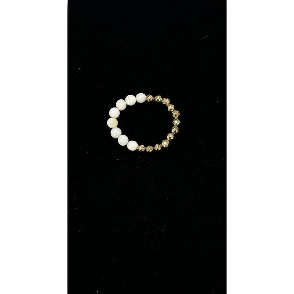 Faceted Pyrite and Mother of Pearl Bracelet - Romantiques