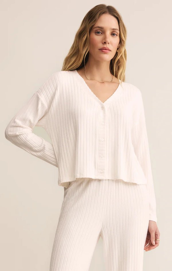 Mara Long Sleeve Cardigan in Vanilla Ice - Romantiques