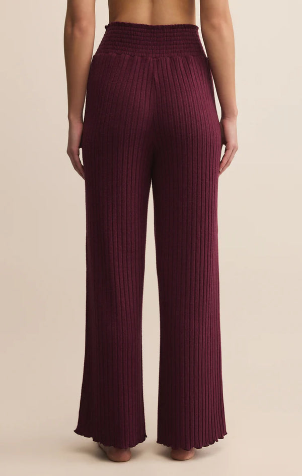 Dawn Smocked Rib Pant in Merlot - Romantiques