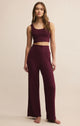 Dawn Smocked Rib Pant in Merlot - Romantiques