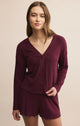 Mara Long Sleeve Cardigan in Merlot - Romantiques