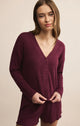Mara Long Sleeve Cardigan in Merlot - Romantiques