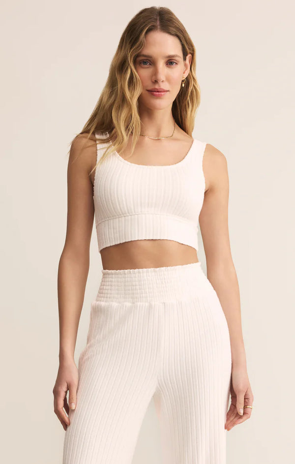 Zoe Rib Tank Bra in Vanilla Ice - Romantiques