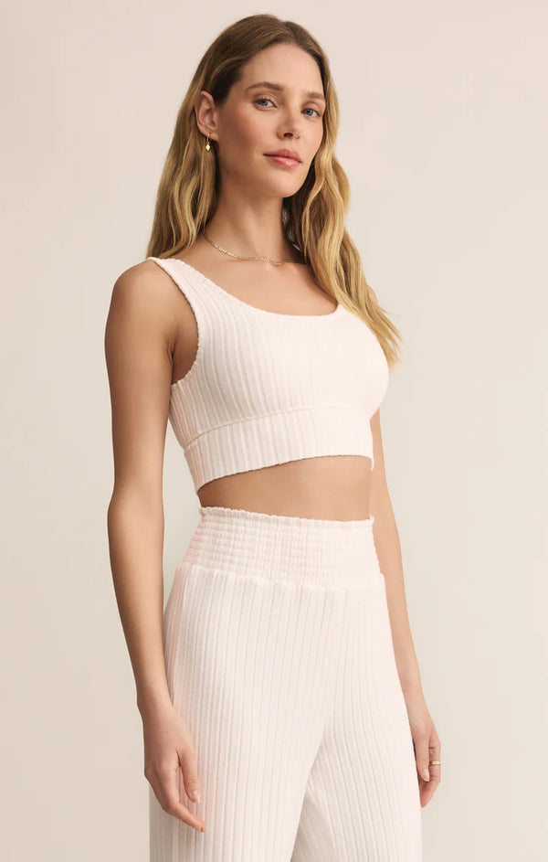 Zoe Rib Tank Bra in Vanilla Ice - Romantiques