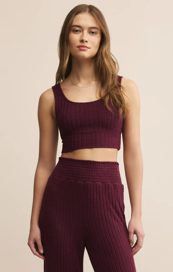 Zoe Rib Tank Bra in Merlot - Romantiques