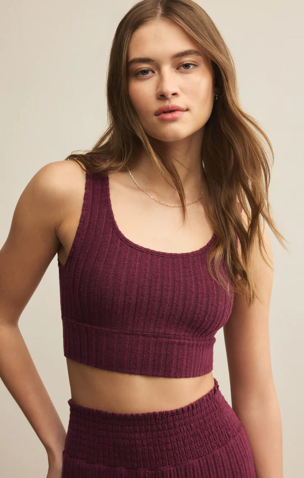 Zoe Rib Tank Bra in Merlot - Romantiques