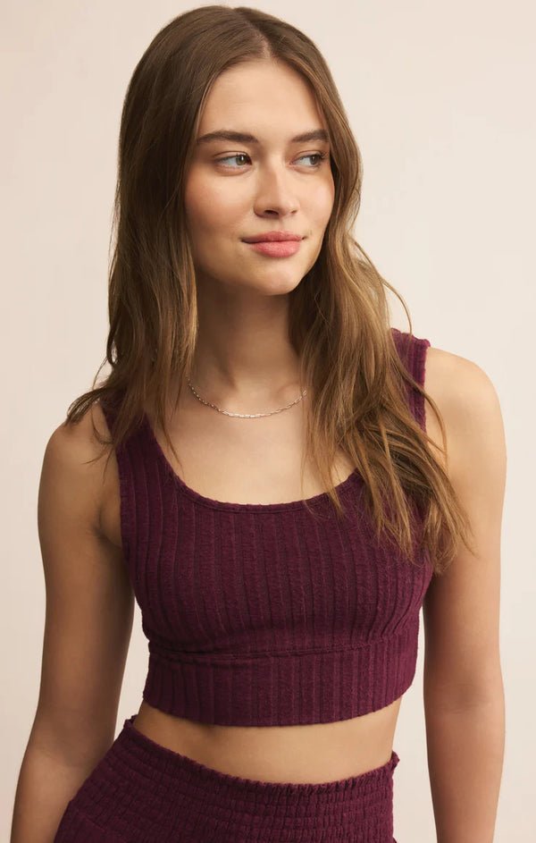 Zoe Rib Tank Bra in Merlot - Romantiques