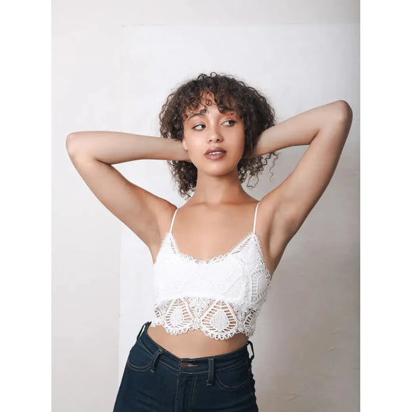 Crochet Lace Longline Cropped Cami - Romantiques