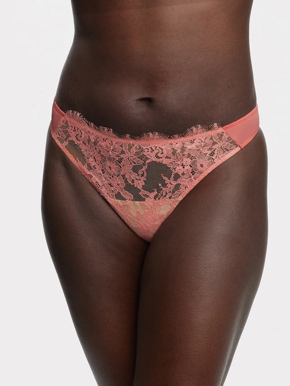 Entice Front Lace Thong in Geranium/Cashmere - Romantiques