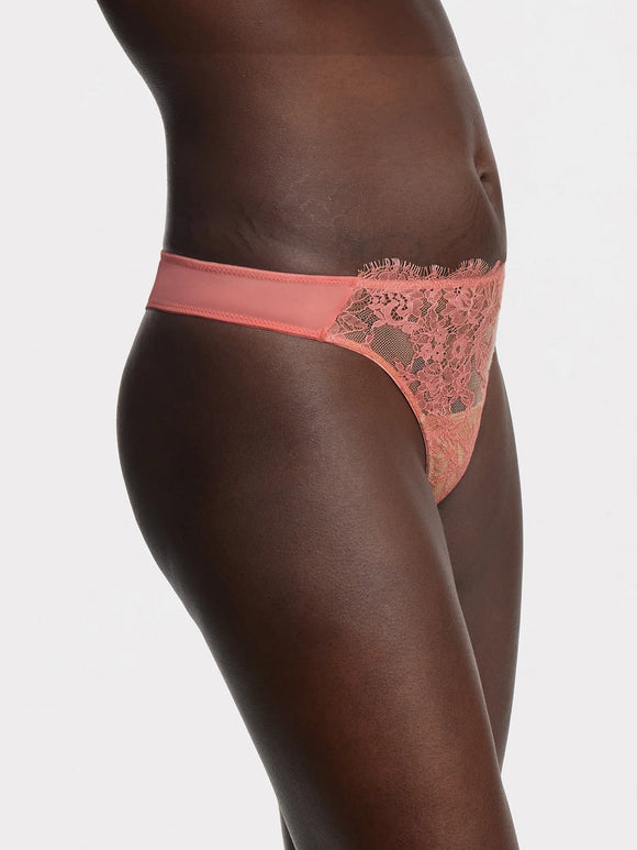 Entice Front Lace Thong in Geranium/Cashmere - Romantiques