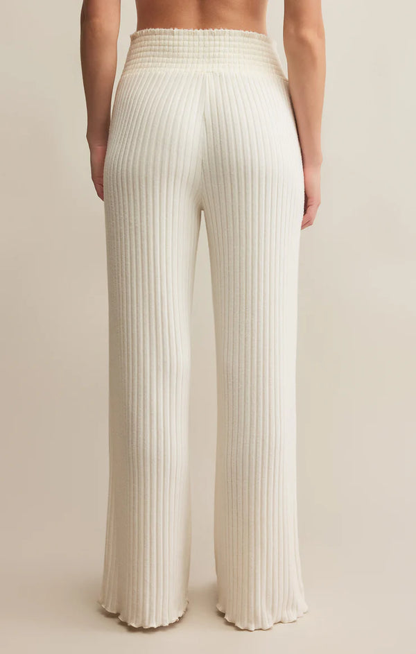 Dawn Smocked Rib Pant in Bone - Romantiques