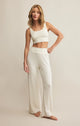 Dawn Smocked Rib Pant in Bone - Romantiques