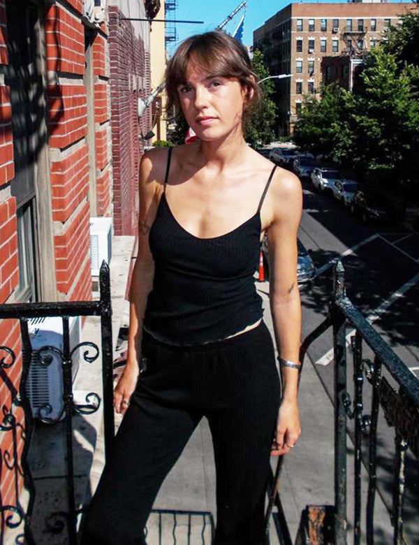So Fine Eco Rib Pearl Cami in Black
