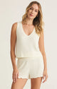 Sloane V-Neck Rib Tank in Bone - Romantiques