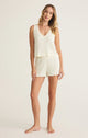 Sloane V-Neck Rib Tank in Bone - Romantiques