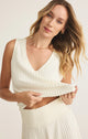 Sloane V-Neck Rib Tank in Bone - Romantiques