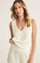 Sloane V-Neck Rib Tank in Bone - Romantiques