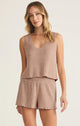 Sloane V-Neck Rib Tank in Iced Coffee - Romantiques