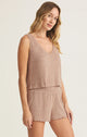 Sloane V-Neck Rib Tank in Iced Coffee - Romantiques