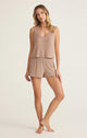 Sloane V-Neck Rib Tank in Iced Coffee - Romantiques