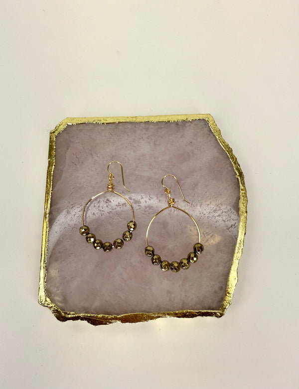 April Martin Sliding Pyrite Beads on Hoops - Romantiques