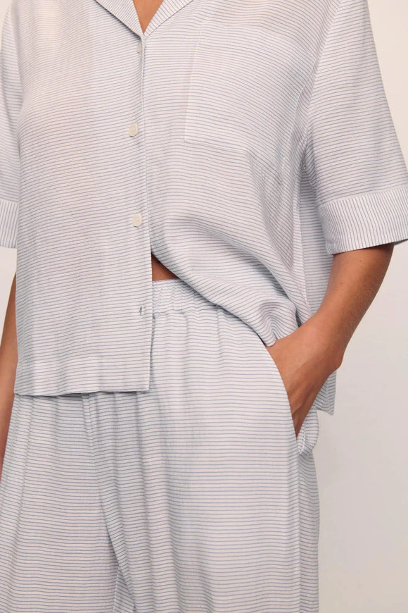 Nautico Relaxed Short Sleeve Pajama Set in Peppercorn Stripe - Romantiques