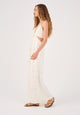 Eliana Maxi Linen Dress with Lurex Sun Embroidery in Off White - Romantiques