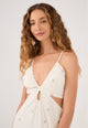 Eliana Maxi Linen Dress with Lurex Sun Embroidery in Off White - Romantiques