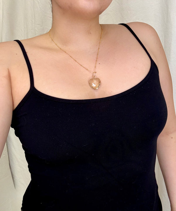 April Martin Big Clear Quartz Heart on 14k Gold Fil - Romantiques