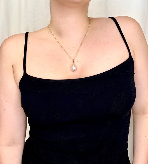 April Martin Organic Pearl Necklace on 14k Gold Fil Chain - Romantiques