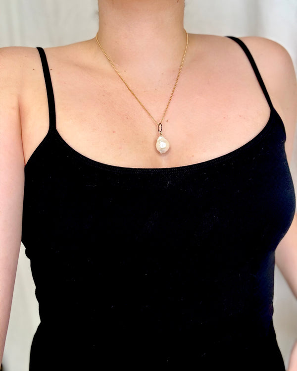 April Martin Organic Pearl Pendant on Oxidized Silver and 14k Gold Filled Hardware - Romantiques