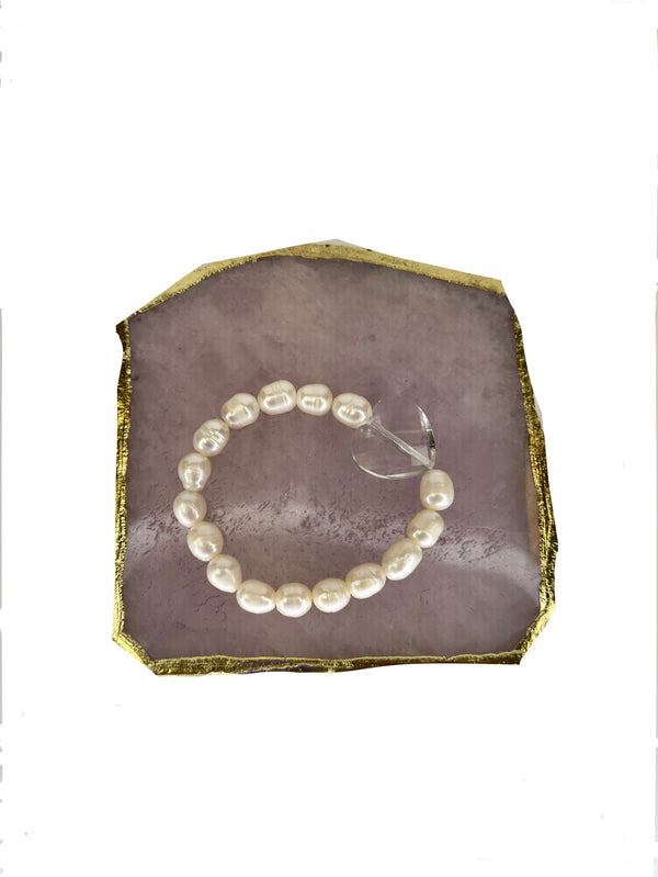 April Martin Clear Swarvoski Heart and Pearl Bracelet - Romantiques