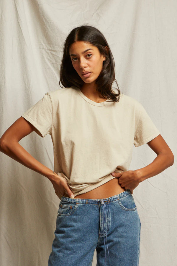 Harley Lightweight Cotton Boxy Crew Tee in Putty - Romantiques