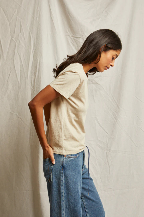 Harley Lightweight Cotton Boxy Crew Tee in Putty - Romantiques