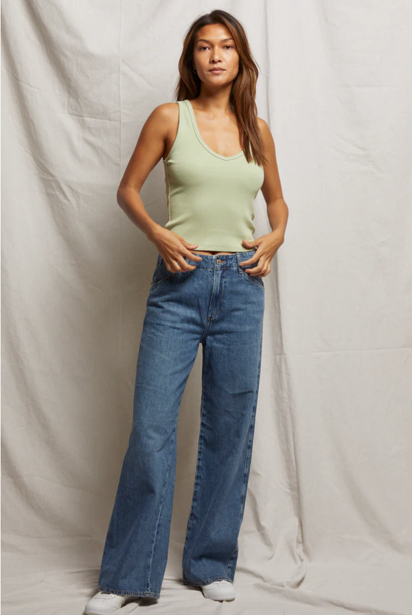 Maria Structured Rib Tank in Pistachio