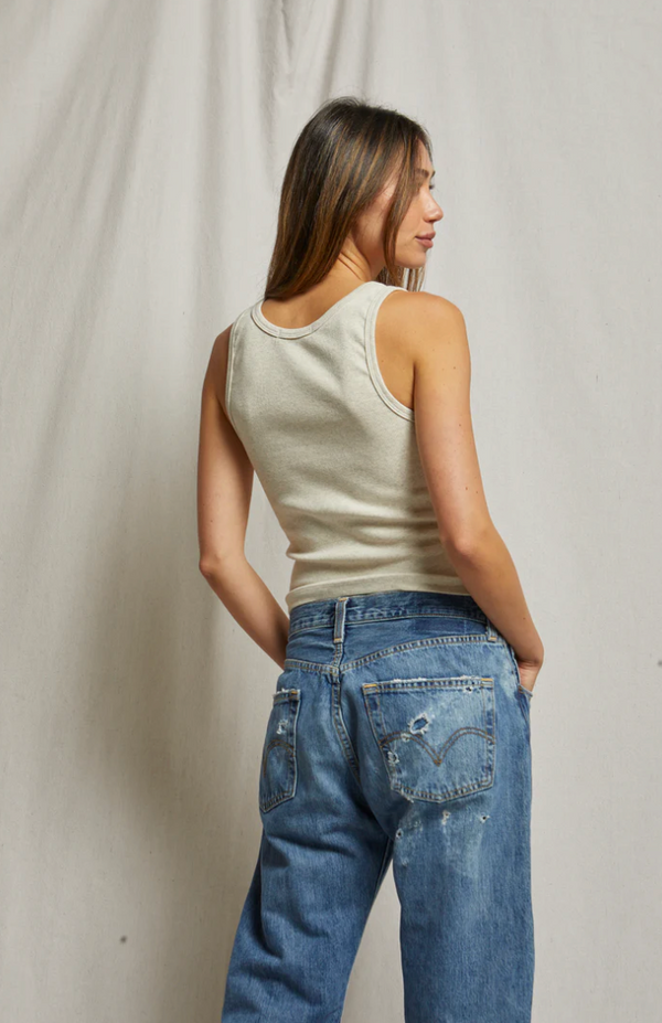 Maria Structured Rib Tank in Oatmeal