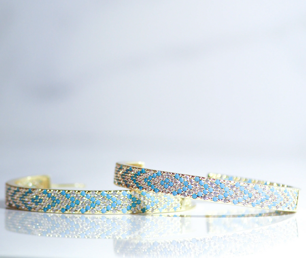 Axel Hoops Turquoise with Gold Hard Hardware - Romantiques