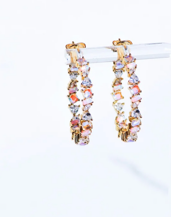 Vienna Mini Hoop in Pink Opal - Romantiques
