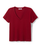 Hendrix Lightweight Cotton Boxy V-Neck Tee in Maple - Romantiques