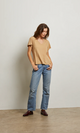 Hendrix Lightweight Cotton Boxy V-Neck Tee in Suede - Romantiques
