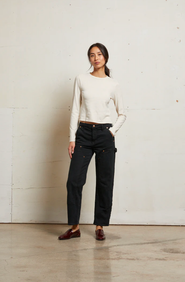 Jamie Cotton Long Sleeve Crew Tee in Sugar - Romantiques