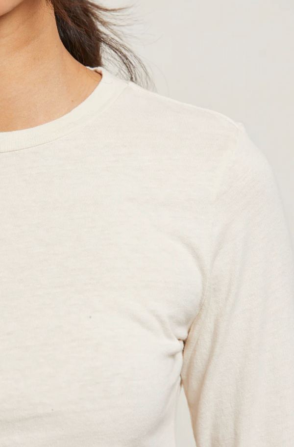 Jamie Cotton Long Sleeve Crew Tee in Sugar - Romantiques