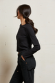 Jamie Cotton Long Sleeve Crew Tee in True Black - Romantiques