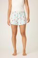 Ma Cherie Cherry Print Flannel Shorts in Light Mint - Romantiques