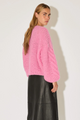 Fleecy Alpaca Cable Bomber Cardigan Bonbon Pink - Romantiques